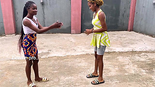African Girls Playing Local Game Outdoor