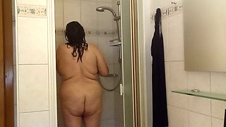 Fat BBW shows her natural body in the shower - Part 3