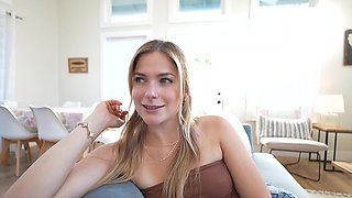 Blonde gets fucked after some dirty talks