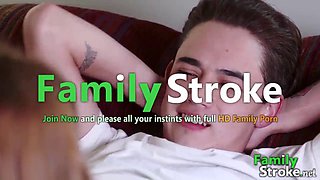Stepmom catches stepsiblings in hot taboo sex game - FamilyStroke.net HD Porn