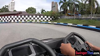 Thai teenage amateurs GF go karting and sex