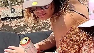 Outdoor sex with two hot hots in an abandoned house on the beach