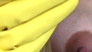 My Stepsister Is in a Deserted Place Wearing Yellow Dishwashing Gloves