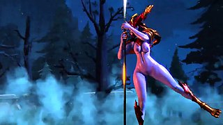 The Hottest Pole Dance Ever 3D Animation by Chikipiko