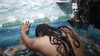Malayali couple hot bath romance with sex in bathroom, Mallu couple hot boobs suck and ass lick with hot fuck
