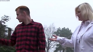 Big boobies blonde decides to fuck a black boner