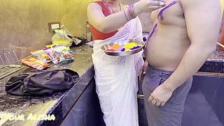 Holi with Bhabhi and Had a Great Time with Bhabhi All Night Long