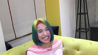 Nikolas fucks 18 year old Roxy cosplay slut - Russian teen blowjob & doggystyle hardcore POV