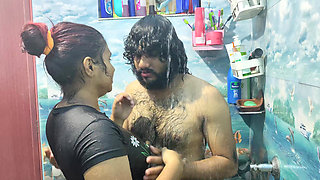 Hot Couple Bath Romance in Bathroom