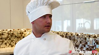 Audrey fucks a chef and that cute babe has got some sweet pussy on her