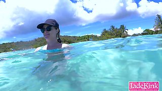 Hot blonde stranger girl fucked underwater creampie