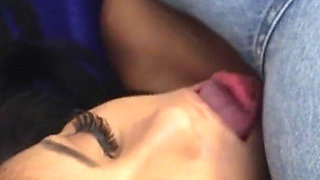 Two Girls Rubbing Each Other in Jeans in Intense Kisses