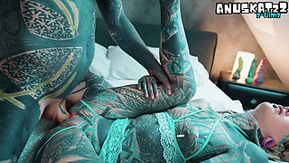 ANAL loving hippie gets fucked and cum covered by tattooed guy with big cock