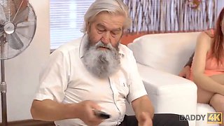 Daddy4k. tv showcases are so boring that chick determines to rail older dick