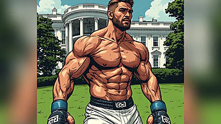 Muscular Fighters at White House (ai Art)