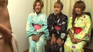 Winsome busty Japanese wife taking part in very hard group sex