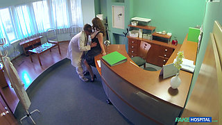 Fake Hospital - Stunning Red Head Helen Gives Blowjob for Job Security in Hospital Office Before Getting Hard Sex