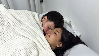 My Horny Boyfriend Gives Me a Hard Fuck No Matter That My Little Stepbrother Is by Our Side.