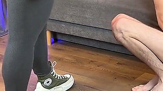 She Sadistically Demolishes His Useless Huge Testicles by Kicking and Stomping! New Shoes! - Dave Moon - Mia - Bbusting
