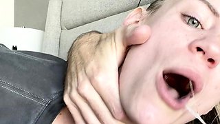 Drunk MILF deepthroat blowjob for big cock