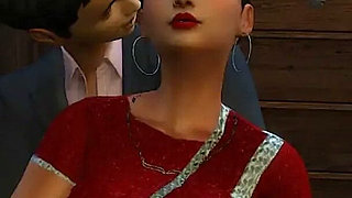 Insimology - Gameplay - Roleplay - Indian Red Saree Wearing Big Boobs and Ass Stepmom Fucks with Her Stepson