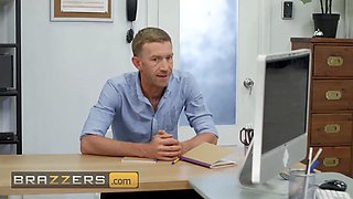 Angel Wicky takes her employee's huge cock deep in her throat & pussy, then slides it in her hungry pussy