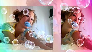 Japanese teen An Himeno in black lingerie sucking dick