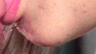 Close up: Cum in Stepsister's Mouth While She Gives Me the Best Wet Blowjob with Best Creampie.