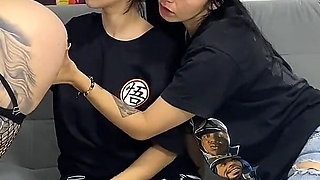 Lesbian Tomboy Threesome End up Eating a Big White Ass