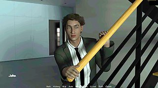 My stepbrother's wife Jennifer plays with herself while watching porn and kisses John