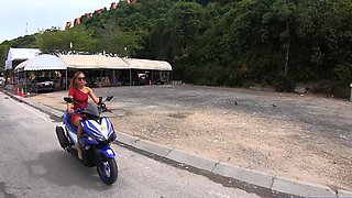 Motobike ride for Thai GF and home sex