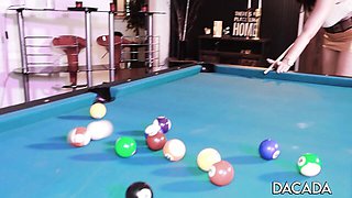 German Cougar Dacada Plays Dirty Pool and Then Rides Cowgirl on the Table