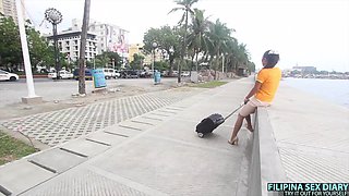 Cute Filipina flight attendant gets picked up outdoors and fucked well