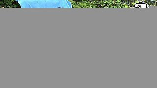 Busty German Milf Seduced by Neighbor to Masturbate Outdoors
