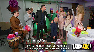 VIP4K. Will the Groom guess where his Bride's Boobs are?