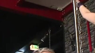 Humiliating bondage with whipping