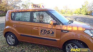 Fake Driving Instructor Bangs His Cute Ginger Teen 18+ Student 18+ In The Car And Gives Her A Creampie