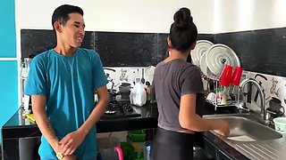 My Stepbrother Fucks My Little Pussy In The Kitchen