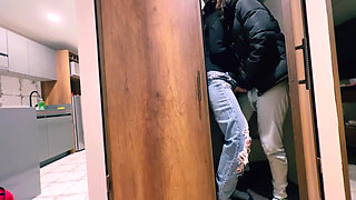 We touch each other's pussies in the closet without anyone noticing