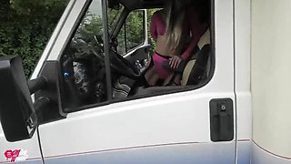 Blonde MILF Slut Gets Hard Fucking in Parking Lot - Lesbian Sex & Pussy Licking