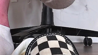 Sneaky Office Foot Tease in Checkerboard Vans - Toe-only Strip & Intense Barefoot Play POV