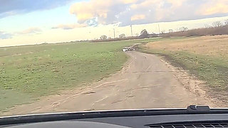 German Blonde Hitchhiker Pick up and Get Risky POV Outdoor Fuck in Car