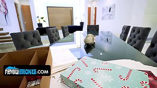 Innocent liz begs step-father to be her first ever on christmas eve