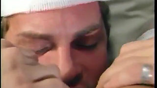 Injured patient in head bandage gets nurse pussy