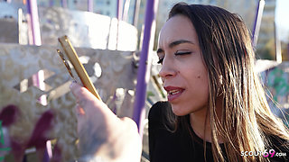 GERMAN SCOUT - Petite Latina Teen Priscila Belini with perfect Tits Pick Up for Casting Fuck