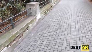 Debt4k. curly blonde is loving porno while cuckold groom is observing