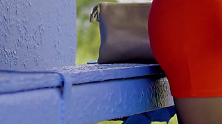 112-i Love Teasing Drivers, Sexy Dressed in a Skirt and Stockings, While Waiting for My Bus *60fps