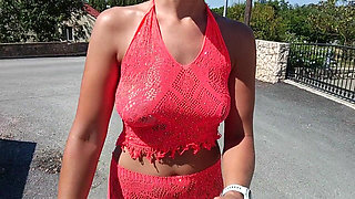 Walking, Flashing Tits and Pussy, Plus Pissing Outdoors in Croatia