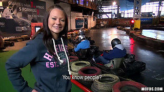 Public Pickups - Sexy Brunette Czech Sandy Ambrosia Strips Down & Gets Fuck by Steve at the Go-kart Track with a Creampie Finish