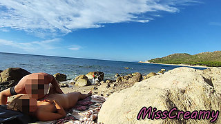 Strangers caught my wife touching and FUCKING my BIG COCK on a public nude beach - Real amateur french - MissCreamy